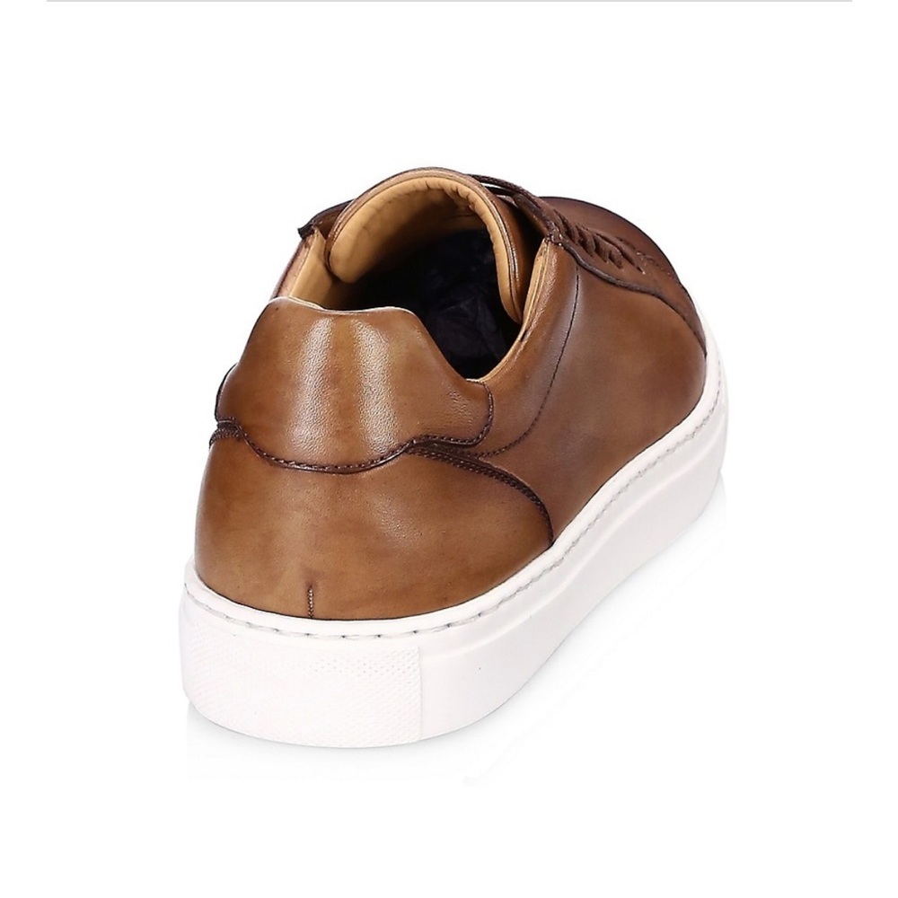 MAGNANNI Burnished Leather Lace-Up Sneakers Mens Size 8 - Picture 2 of 10